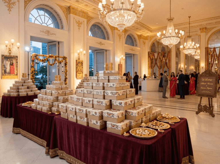 Return gift boxes for an evening reception