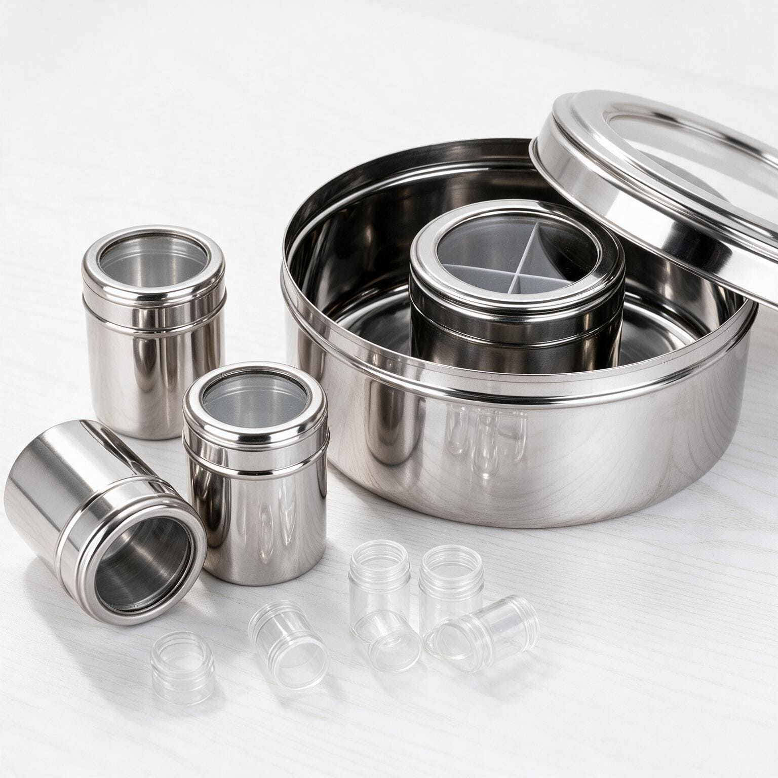 Stainless steel masala dabba