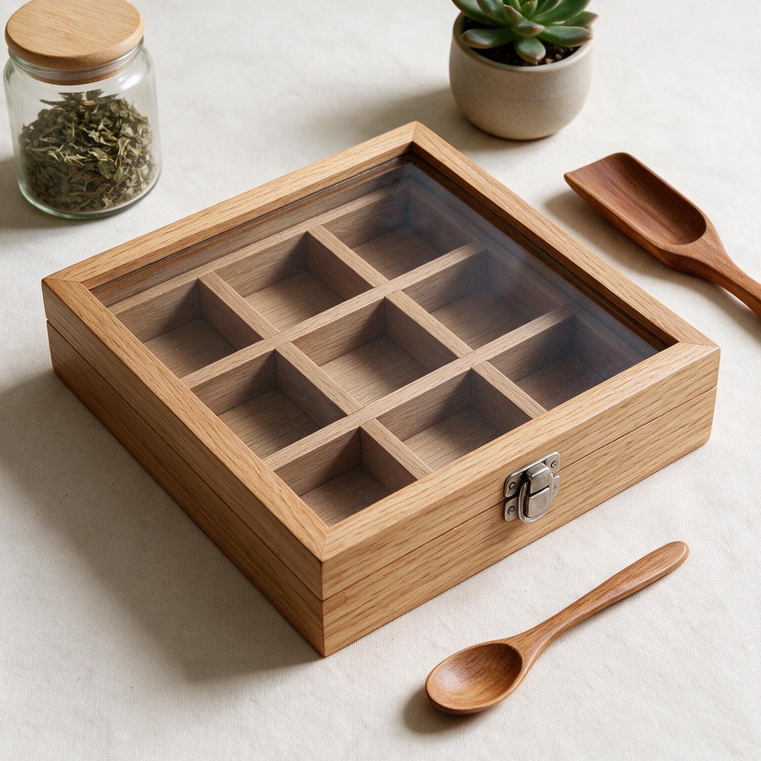 Wood masala dabba