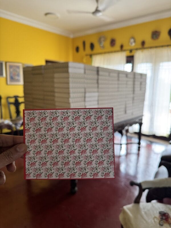 The printed card that travelled inside each box