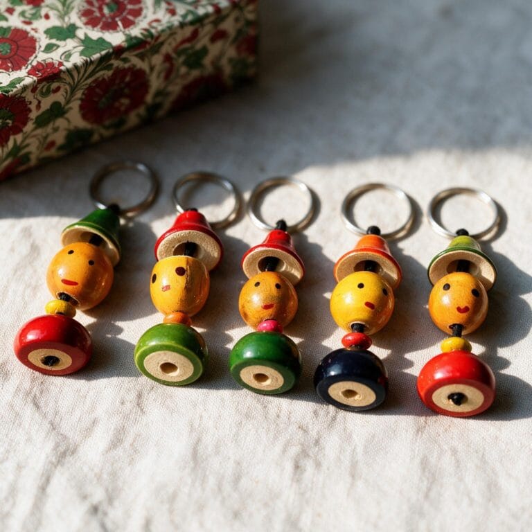 Bell-face wooden keychains